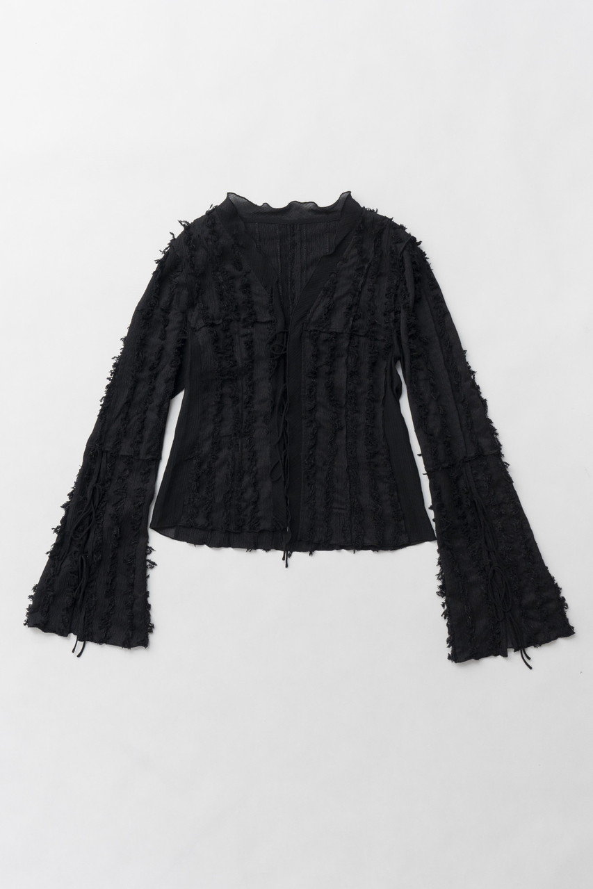 プランク プロジェクト/PRANK PROJECTの【予約販売】フリンジジャガードフリルカーデ / Fringe Jacquard Frill Cardigan(BLK(ブラック)/31251315602)