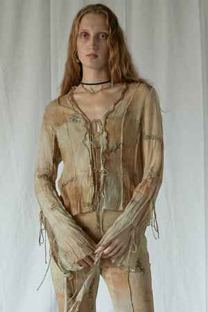 プランク プロジェクト/PRANK PROJECTのアンティークプリントフリルカーデ / Antique Print Frill Cardigan(110400/110403)