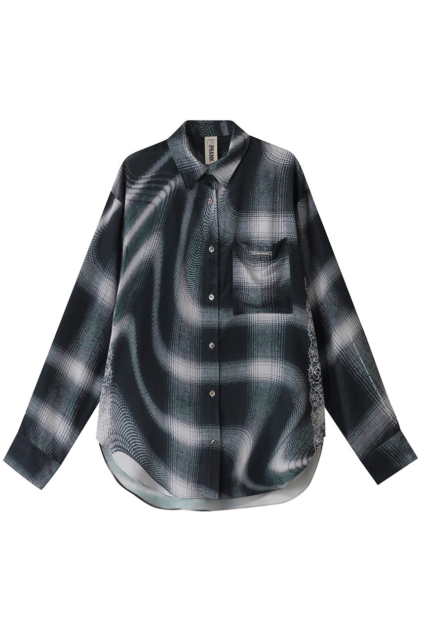 プランク プロジェクト/PRANK PROJECTのオンブレチェックレースプリントシャツ / Ombre Check Lace Print Shirt(BLK(ブラック)/31251315610)