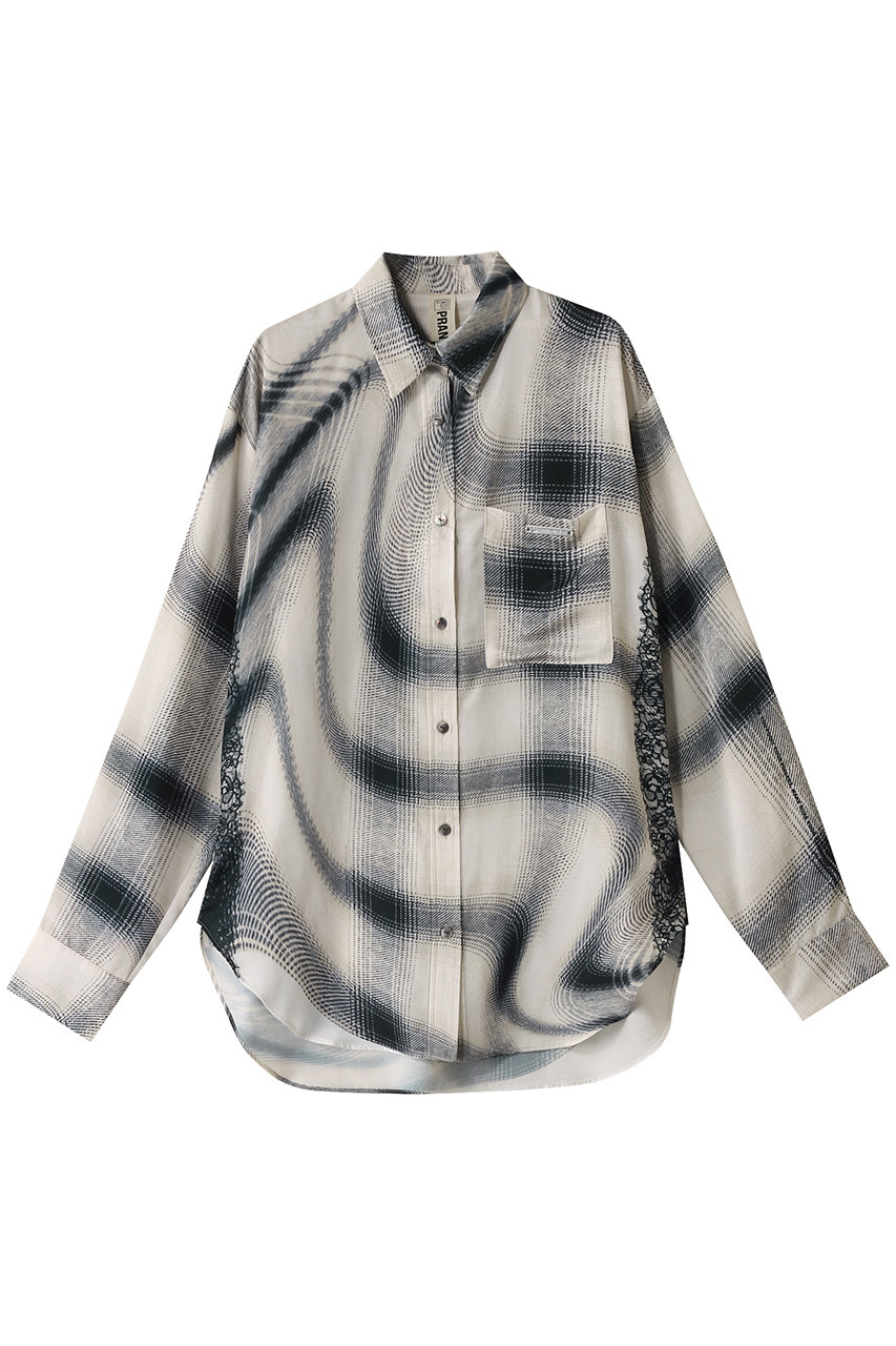 プランク プロジェクト/PRANK PROJECTのオンブレチェックレースプリントシャツ / Ombre Check Lace Print Shirt(IVR(アイボリー)/31251315610)