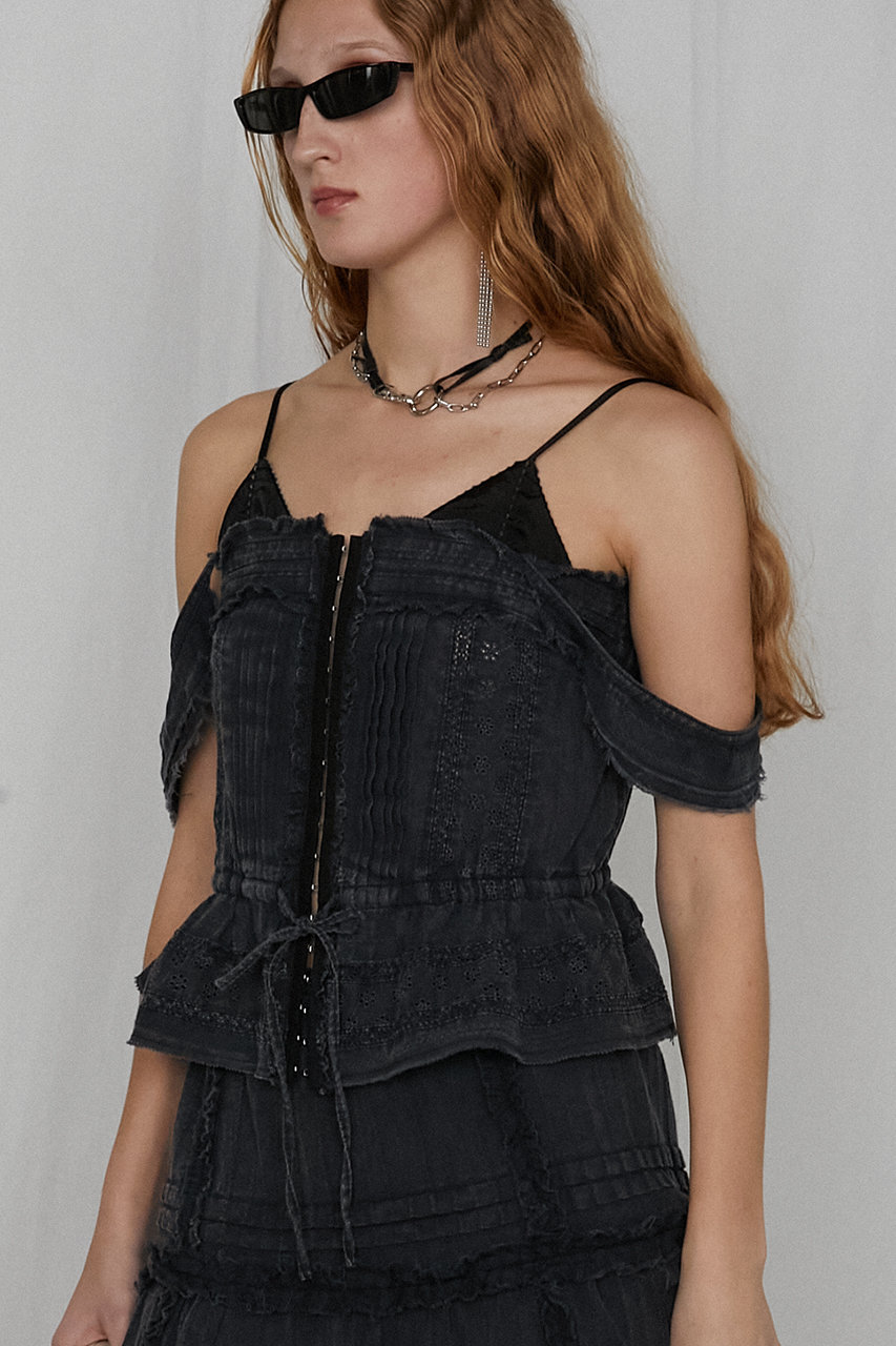 T. japan frill bustier ビスチェ　ブラック HeRIN.CYE | Many frill bustier (キャミソール ) |SHEL'TTER