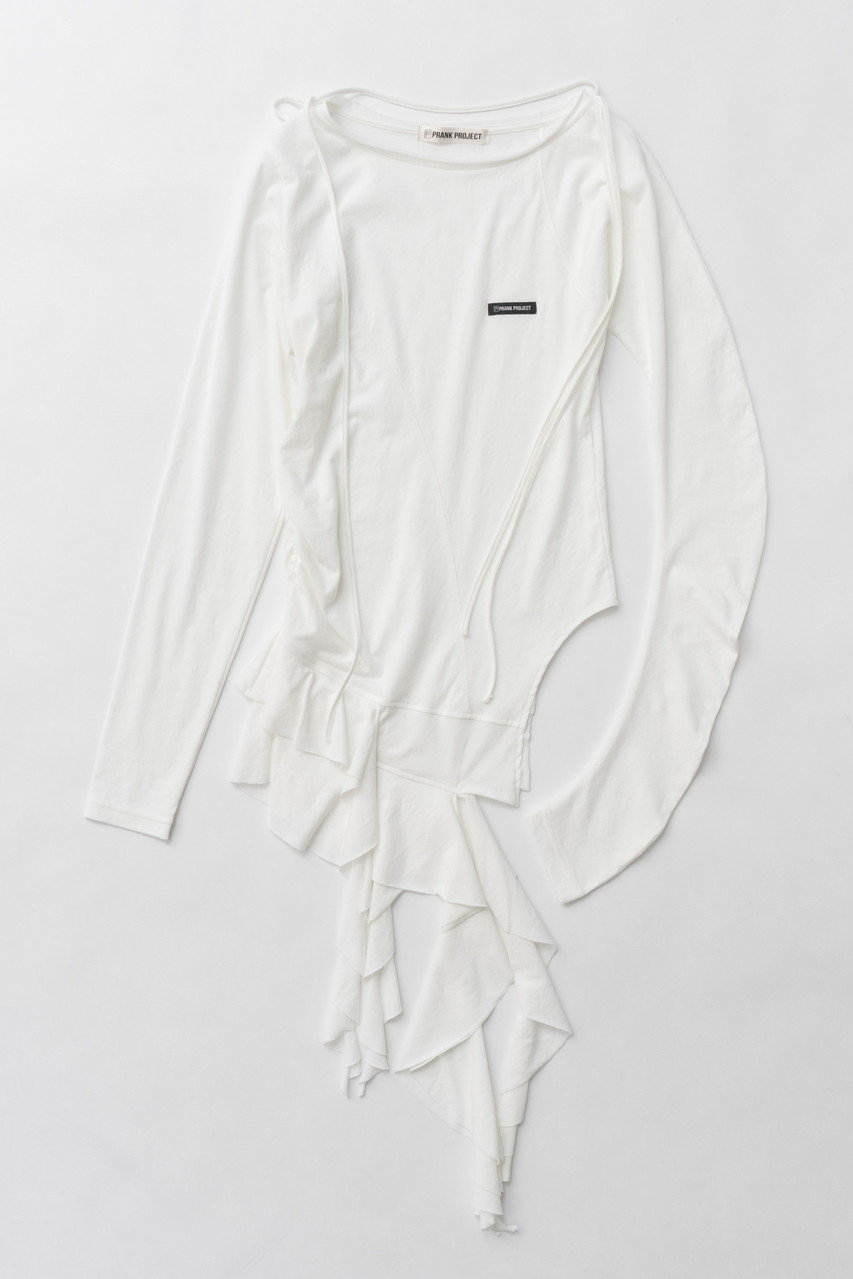 プランク プロジェクト/PRANK PROJECTの【予約販売】ラッフルヘムアシメトップ / Ruffle Hem Asymmetric Top(WHT(ホワイト)/31251415610)