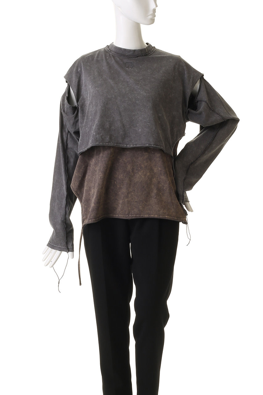 トップス prank.project layered long sleeve TEE ラッフルレースアップストライプトップス / Ruffle Lace-Up