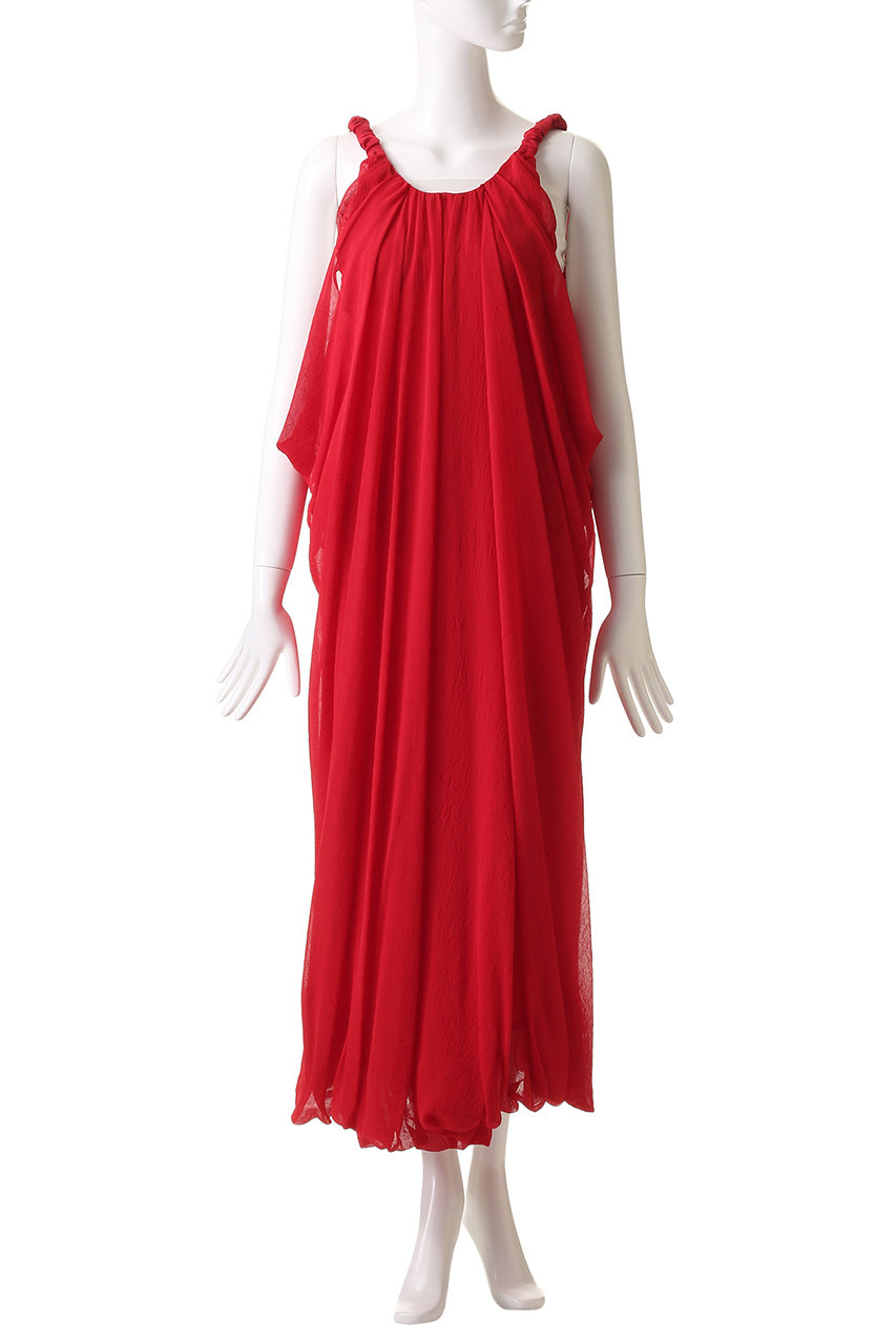 Gather Balloon Dress ブラック GATHERED BALLOON-SLEEVE MIDI DRESS