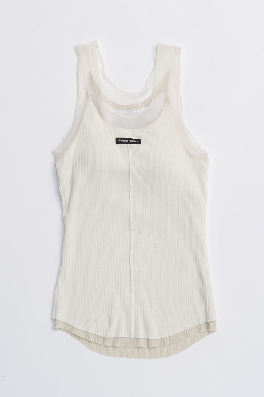 PRANK PROJECT シルクテレコ2WAYタンクトップ / Silk Teleco 2WAY Tank Top (WHT(ホワイト), FREE) プランク プロジェクト ELLE SHOP PRANK PROJECT シルクテレコ2WAYタンクトップ / Silk Teleco 2WAY Tank Top (WHT(ホワイト), FREE) プランク プロジェクト ELLE SHOP