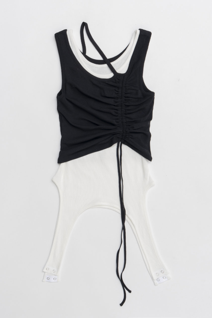 PRANK PROJECT 2ネックレイヤードタンク / 2 Neck Layered Tank (BLK(ブラック), FREE) プランク プロジェクト ELLE SHOP PRANK PROJECT 2ネックレイヤードタンク / 2 Neck Layered Tank (BLK(ブラック), FREE) プランク プロジェクト ELLE SHOP