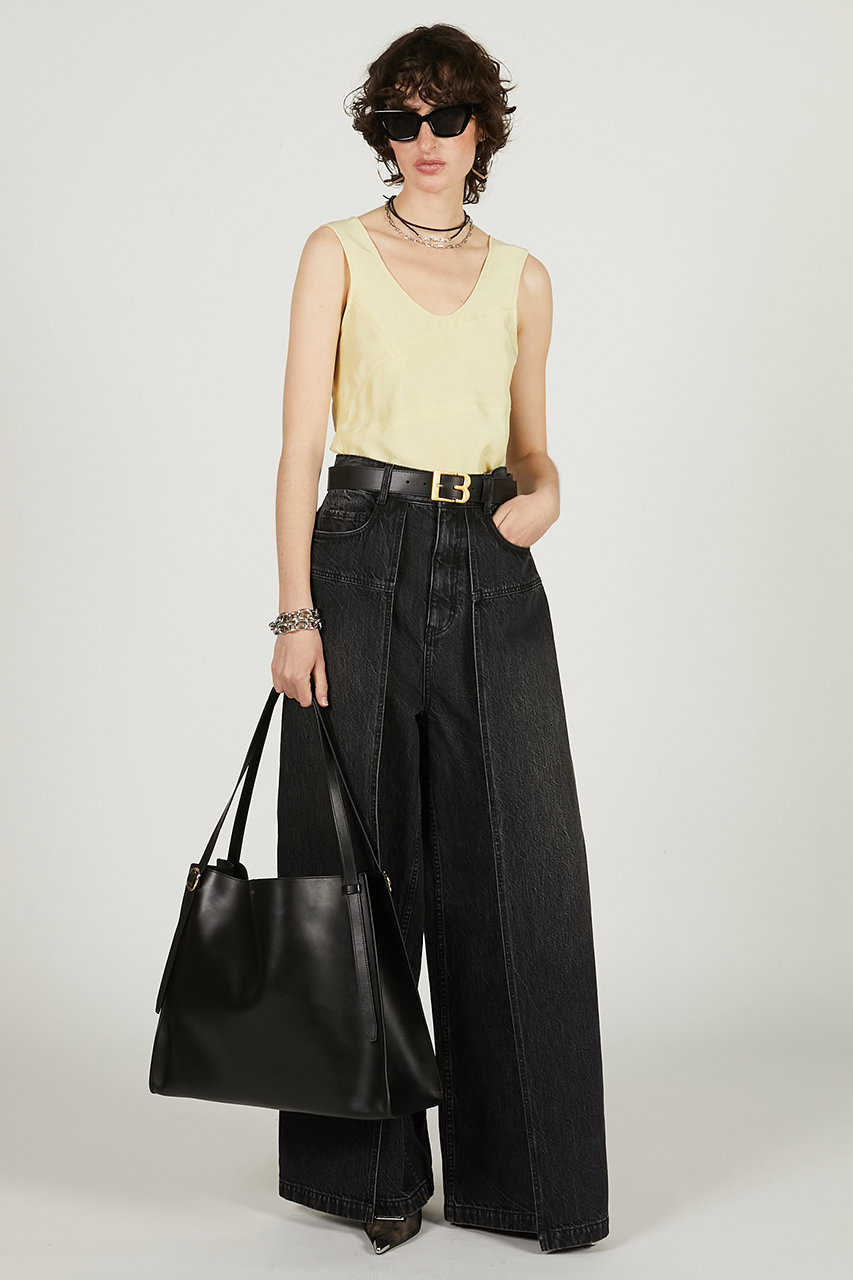 プランクプロジェクト　フロントレイヤードデニム　ブラック　38 Pre-Order】フロントレイヤードデニム / Front Layered Denim