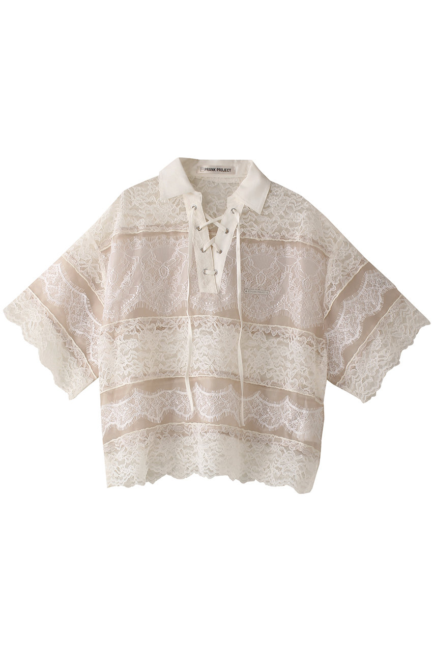 PRANK PROJECT レースラグビーシャツ / Lace Rugby Shirt (WHT(ホワイト), FREE) プランク プロジェクト ELLE SHOP PRANK PROJECT レースラグビーシャツ / Lace Rugby Shirt (WHT(ホワイト), FREE) プランク プロジェクト ELLE SHOP