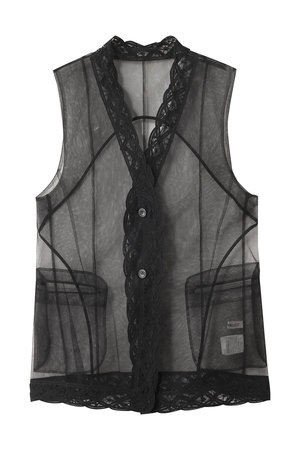 プランク プロジェクト/PRANK PROJECTのトリムレースチュールジレ / Trimmed Lace Tulle Gilet(110400/110401)