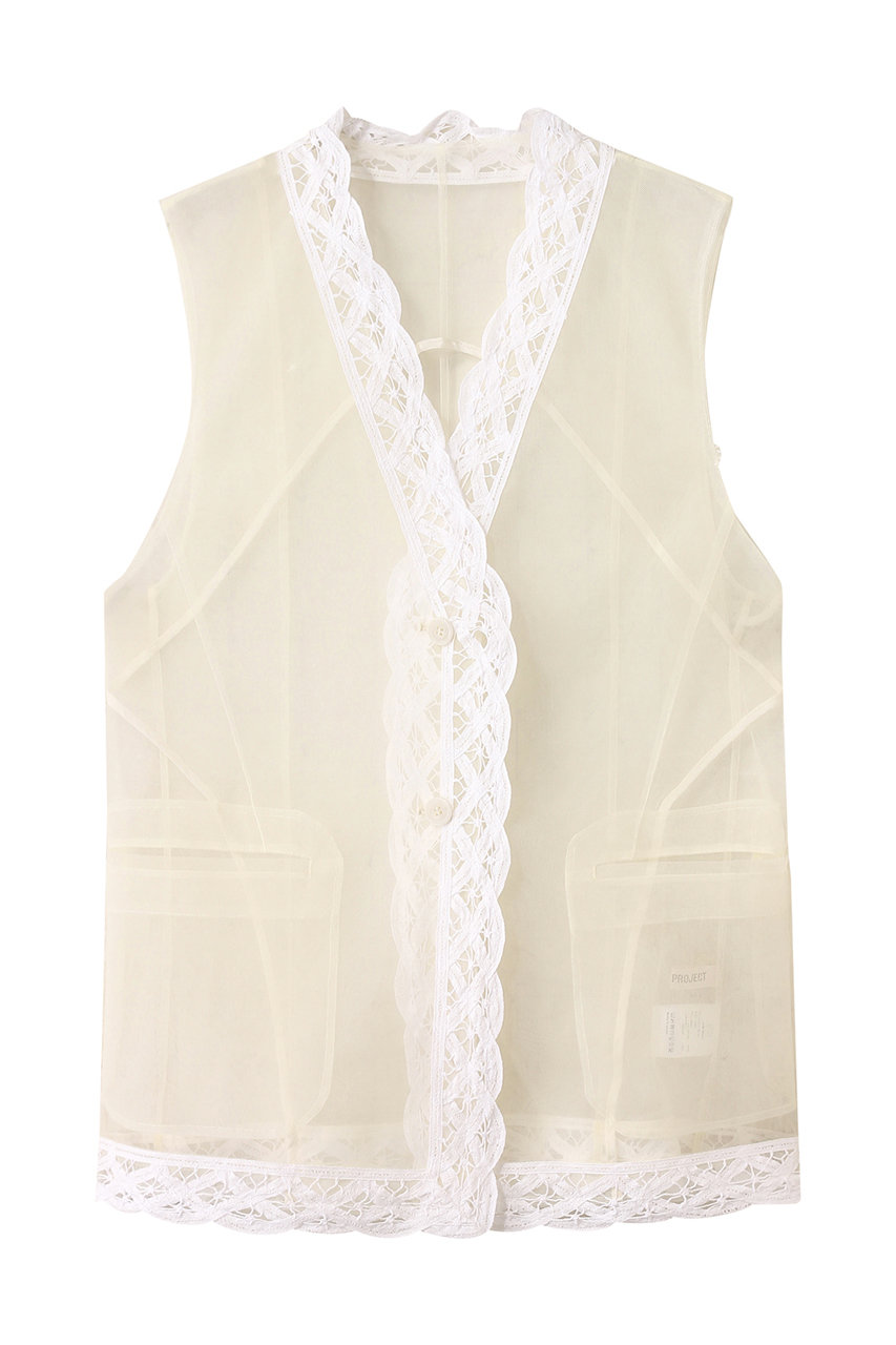 PRANK PROJECT トリムレースチュールジレ / Trimmed Lace Tulle Gilet (WHT(ホワイト), FREE) プランク プロジェクト ELLE SHOP PRANK PROJECT トリムレースチュールジレ / Trimmed Lace Tulle Gilet (WHT(ホワイト), FREE) プランク プロジェクト ELLE SHOP