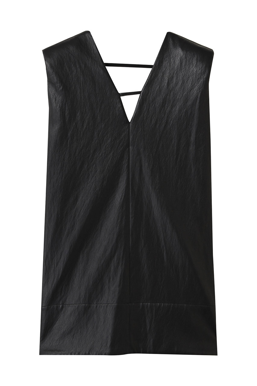 PRANK PROJECT フロントレザーボクシーVネックトップ / Front Leather Boxy V Neck Top (BLK(ブラック), FREE) プランク プロジェクト ELLE SHOP PRANK PROJECT フロントレザーボクシーVネックトップ / Front Leather Boxy V Neck Top (BLK(ブラック), FREE) プランク プロジェクト ELLE SHOP