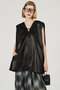フロントレザーボクシーVネックトップ / Front Leather Boxy V Neck Top プランク プロジェクト/PRANK PROJECT