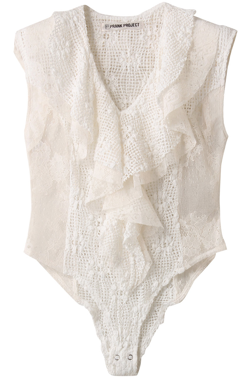 PRANK PROJECT レースフリルボディースーツ / Lace Frill Bodysuit (WHT(ホワイト), FREE) プランク プロジェクト ELLE SHOP PRANK PROJECT レースフリルボディースーツ / Lace Frill Bodysuit (WHT(ホワイト), FREE) プランク プロジェクト ELLE SHOP