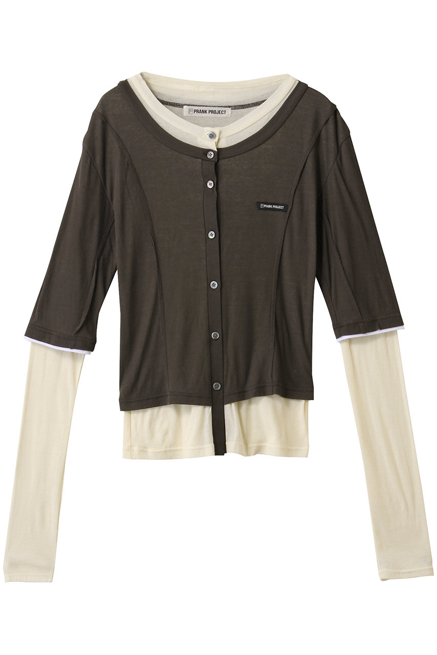 PRANK PROJECT レイヤードシアーフライスカーデ / Layered sheer Fraise Cardigan (C.GRY(チャコールグレー), FREE) プランク プロジェクト ELLE SHOP PRANK PROJECT レイヤードシアーフライスカーデ / Layered sheer Fraise Cardigan (C.GRY(チャコールグレー), FREE) プランク プロジェクト ELLE SHOP