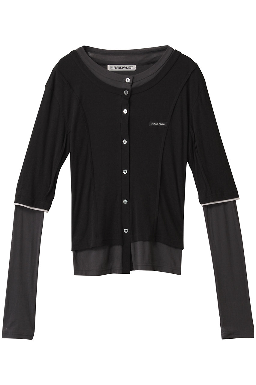 PRANK PROJECT レイヤードシアーフライスカーデ / Layered sheer Fraise Cardigan (BLK(ブラック), FREE) プランク プロジェクト ELLE SHOP PRANK PROJECT レイヤードシアーフライスカーデ / Layered sheer Fraise Cardigan (BLK(ブラック), FREE) プランク プロジェクト ELLE SHOP