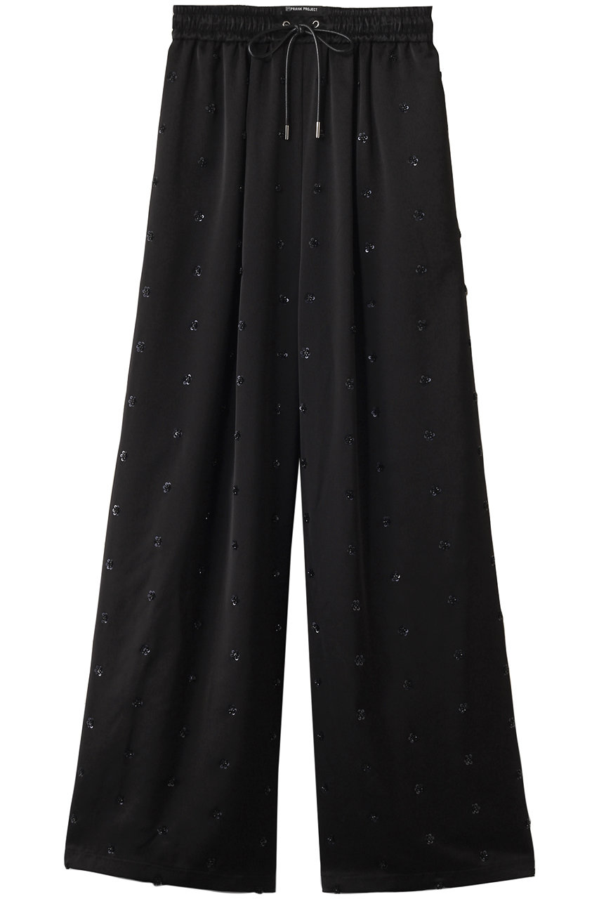 PRANK PROJECT フラワービジューサテンイージーパンツ / Flower Beaded Satin Easy Pants (BLK(ブラック), 38) プランク プロジェクト ELLE SHOP PRANK PROJECT フラワービジューサテンイージーパンツ / Flower Beaded Satin Easy Pants (BLK(ブラック), 38) プランク プロジェクト ELLE SHOP