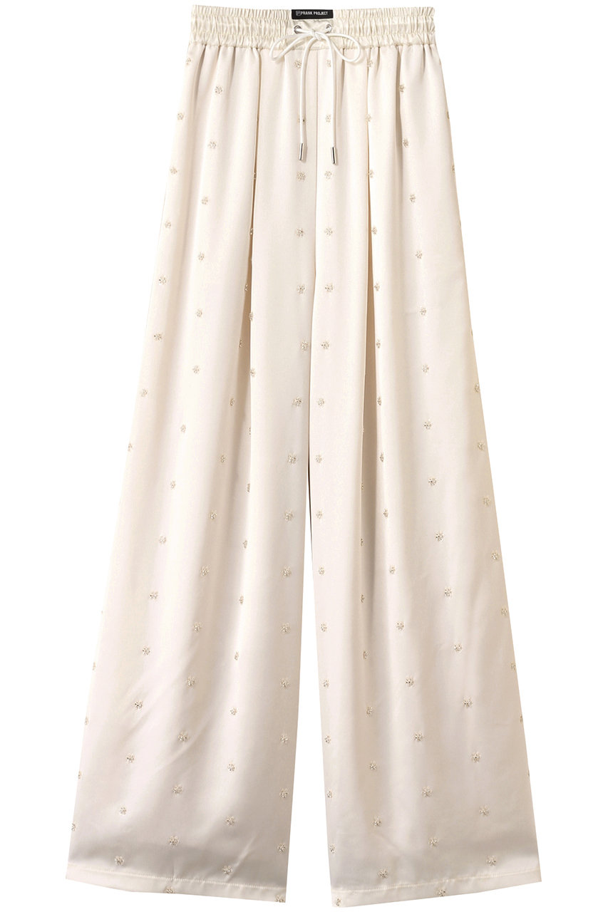 PRANK PROJECT フラワービジューサテンイージーパンツ / Flower Beaded Satin Easy Pants (WHT(ホワイト), 38) プランク プロジェクト ELLE SHOP PRANK PROJECT フラワービジューサテンイージーパンツ / Flower Beaded Satin Easy Pants (WHT(ホワイト), 38) プランク プロジェクト ELLE SHOP