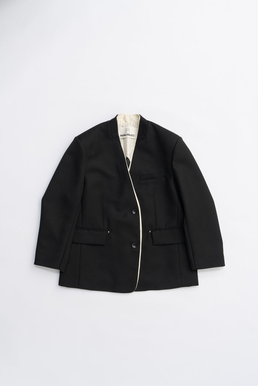 PRANK PROJECT ノーカラービッグジャケット / No Collar Big Jacket (BLK(ブラック), FREE) プランク プロジェクト ELLE SHOP PRANK PROJECT ノーカラービッグジャケット / No Collar Big Jacket (BLK(ブラック), FREE) プランク プロジェクト ELLE SHOP