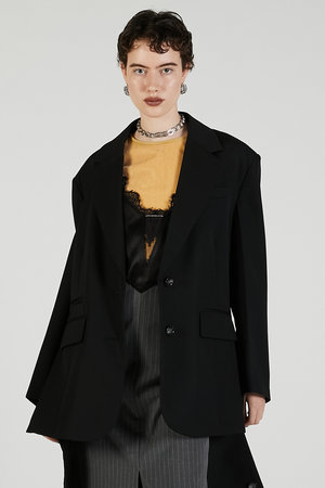 PRANK PROJECT Overtunic Easy Jacket ブラック PRANK PROJECT ジャケット テーラードジャケット ハーフスリーブ