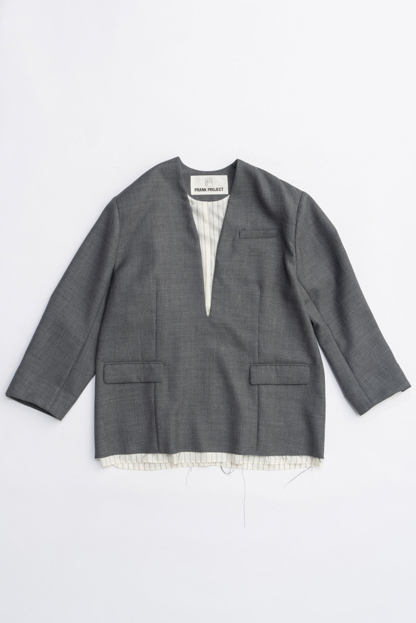 PRANK PROJECT Vネックナロージャケットプルオーバー / V-neck narrow jacket pullover (C.GRY(チャコールグレー), FREE) プランク プロジェクト ELLE SHOP PRANK PROJECT Vネックナロージャケットプルオーバー / V-neck narrow jacket pullover (C.GRY(チャコールグレー), FREE) プランク プロジェクト ELLE SHOP