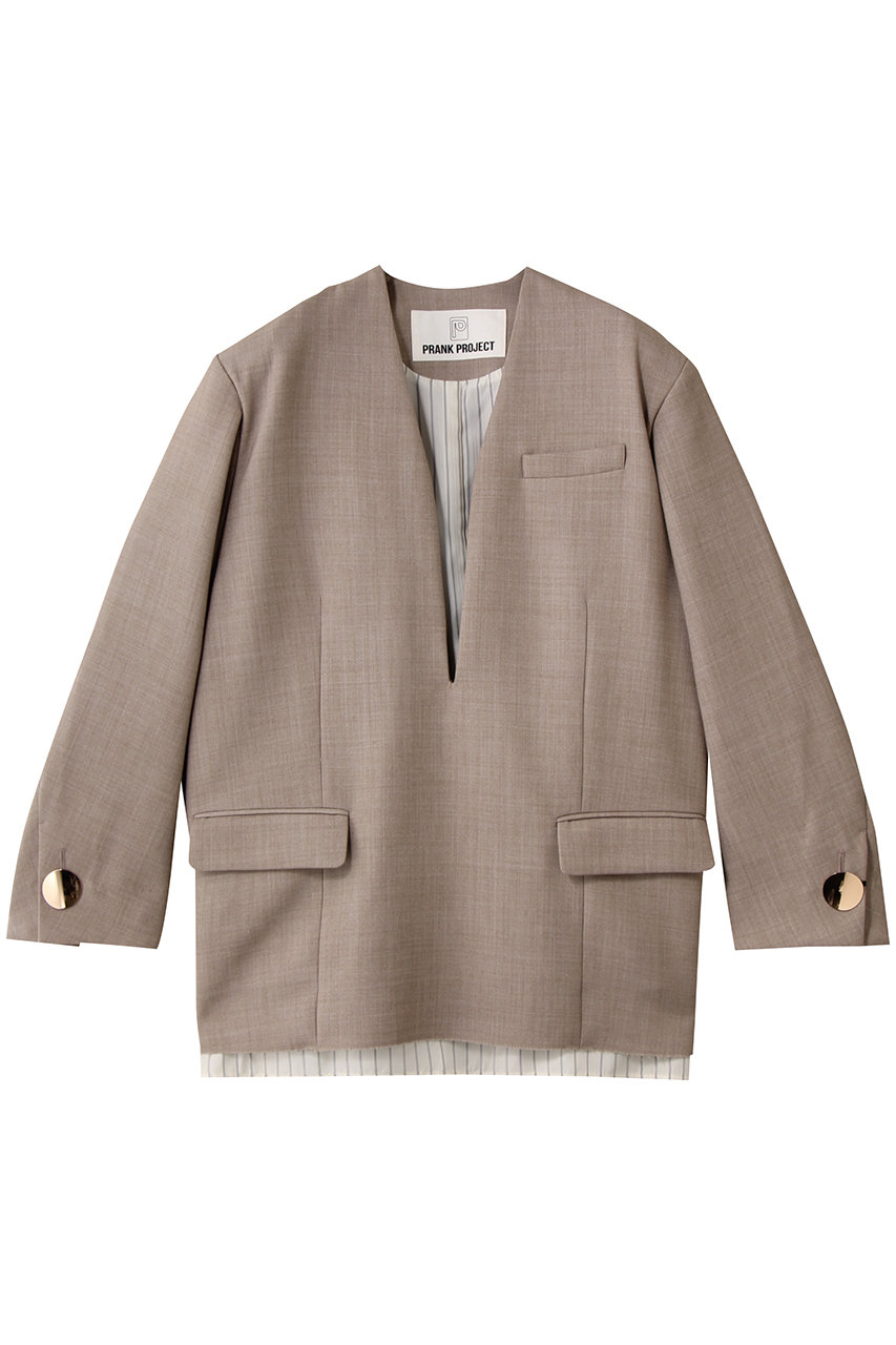 プランク プロジェクト/PRANK PROJECTのVネックナロージャケットプルオーバー / V-neck narrow jacket pullover(BGE(ベージュ)/31252115602)