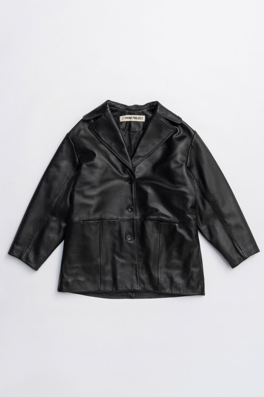 PRANK PROJECT オーバーカラーシープレザージャケットコート / Overcoat Leather Jacket Coat (BLK(ブラック), FREE) プランク プロジェクト ELLE SHOP PRANK PROJECT オーバーカラーシープレザージャケットコート / Overcoat Leather Jacket Coat (BLK(ブラック), FREE) プランク プロジェクト ELLE SHOP
