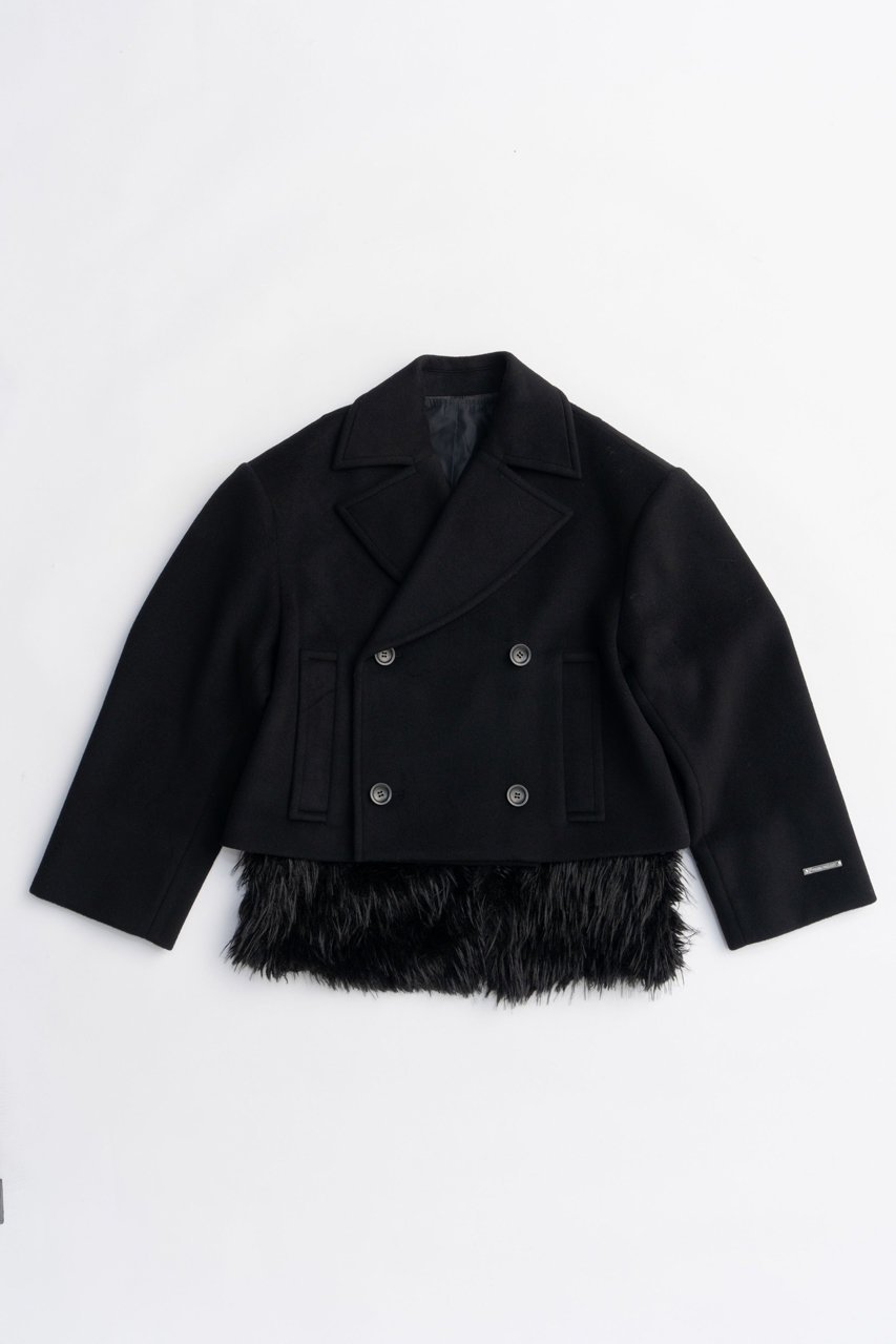 PRANK PROJECT ファーレイヤードピーコート / Fur-lined peacoat (BLK(ブラック), FREE) プランク プロジェクト ELLE SHOP PRANK PROJECT ファーレイヤードピーコート / Fur-lined peacoat (BLK(ブラック), FREE) プランク プロジェクト ELLE SHOP
