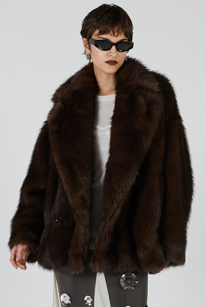 PRANK PROJECT シャドーファージャケット / Shadow Fur Jacket (BRN(ブラウン), FREE) プランク プロジェクト ELLE SHOP PRANK PROJECT シャドーファージャケット / Shadow Fur Jacket (BRN(ブラウン), FREE) プランク プロジェクト ELLE SHOP