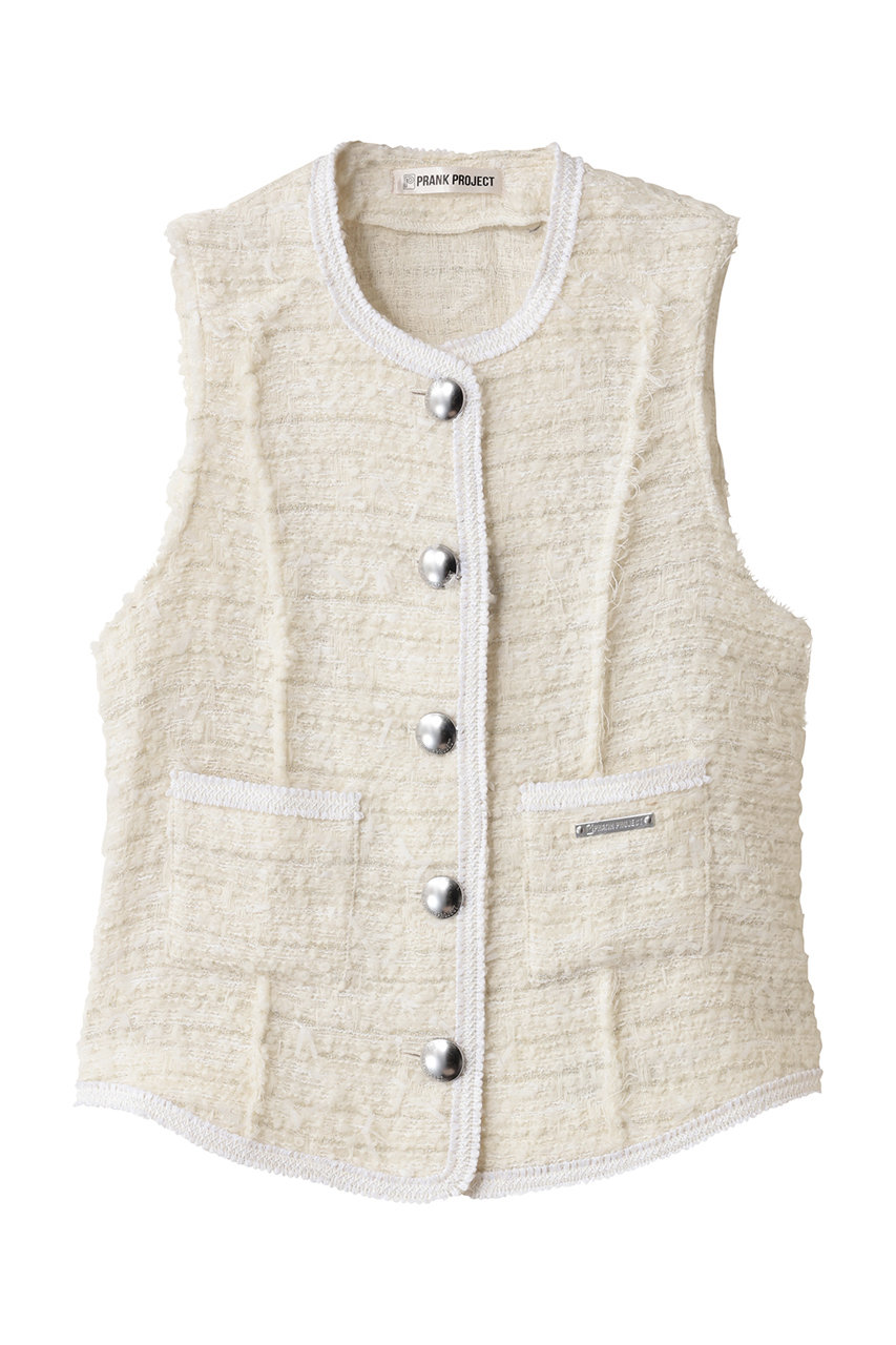 PRANK PROJECT ツイードベスト / Tweed Vest (WHT(ホワイト), FREE) プランク プロジェクト ELLE SHOP PRANK PROJECT ツイードベスト / Tweed Vest (WHT(ホワイト), FREE) プランク プロジェクト ELLE SHOP