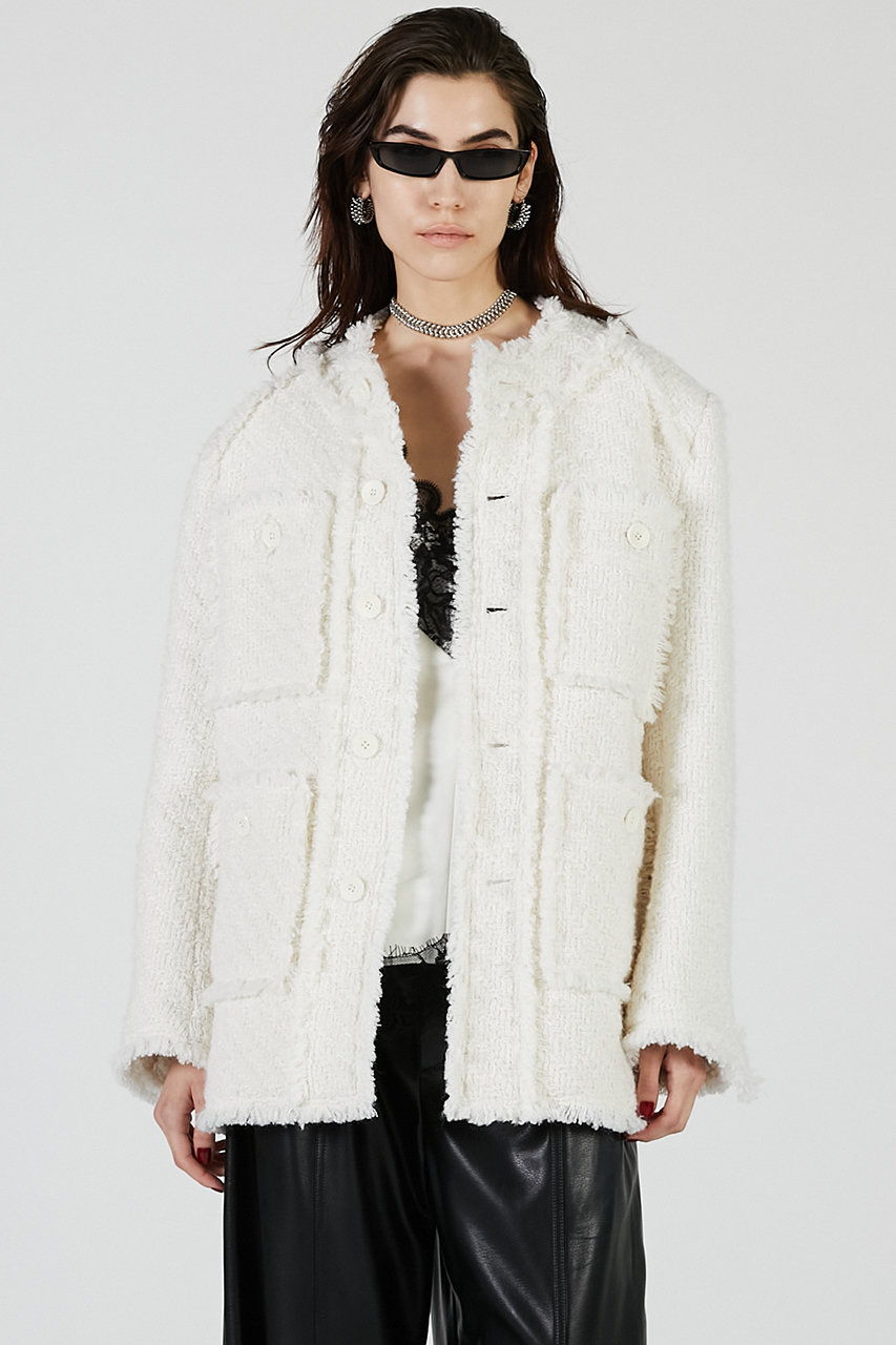 PRANK PROJECT パディングツイードジャケット / Padded Tweed Jacket (WHT(ホワイト), FREE) プランク プロジェクト ELLE SHOP PRANK PROJECT パディングツイードジャケット / Padded Tweed Jacket (WHT(ホワイト), FREE) プランク プロジェクト ELLE SHOP