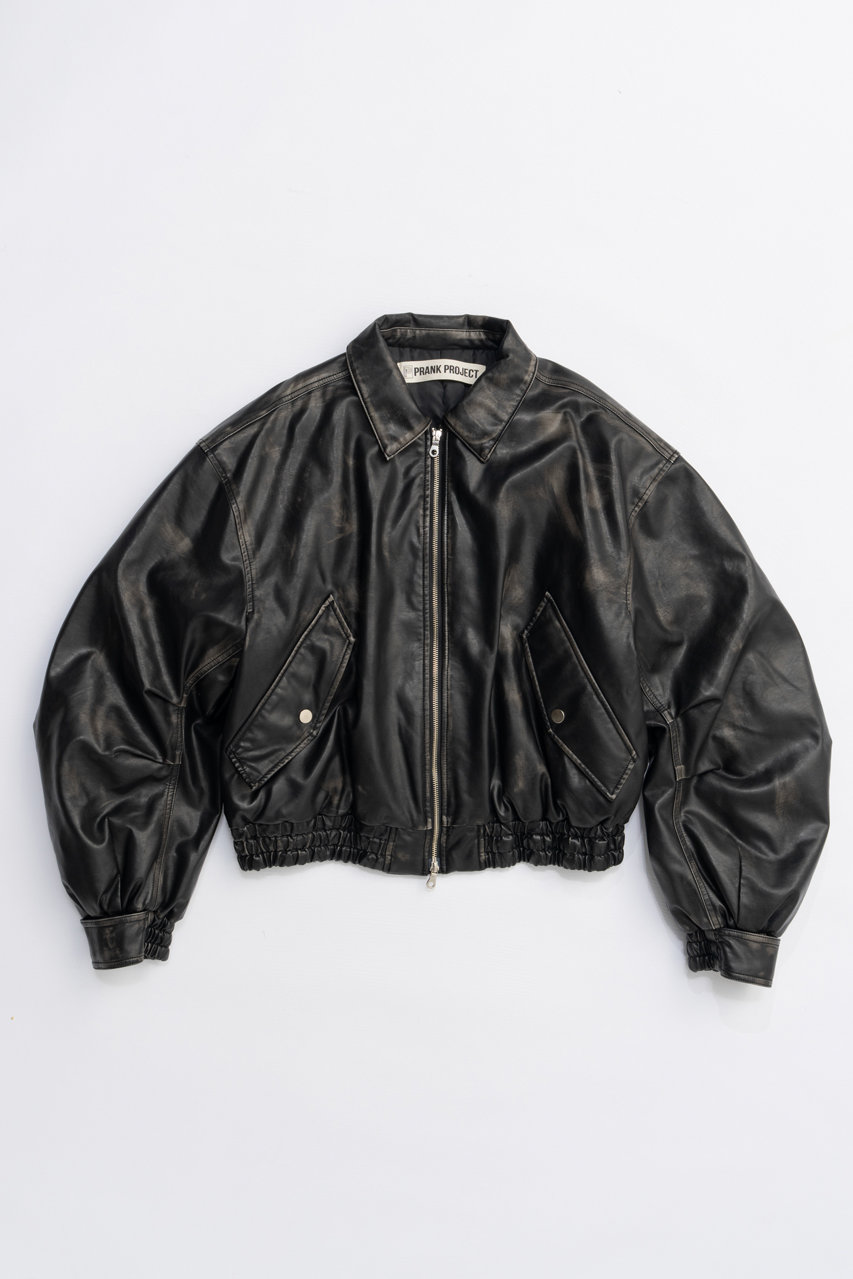 PRANK PROJECT フライトレザーボンバージャケット / Flight Leather Bomber Jacket (BLK(ブラック), FREE) プランク プロジェクト ELLE SHOP PRANK PROJECT フライトレザーボンバージャケット / Flight Leather Bomber Jacket (BLK(ブラック), FREE) プランク プロジェクト ELLE SHOP