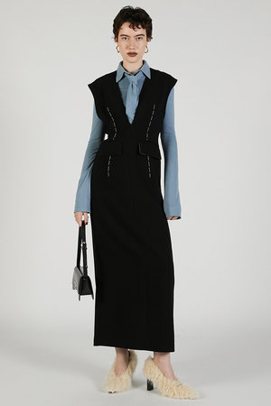 プランク プロジェクト/PRANK PROJECTのハンドステッチディープVドレス / Hand-stitched Deep V-neck Dress(110500/110503)