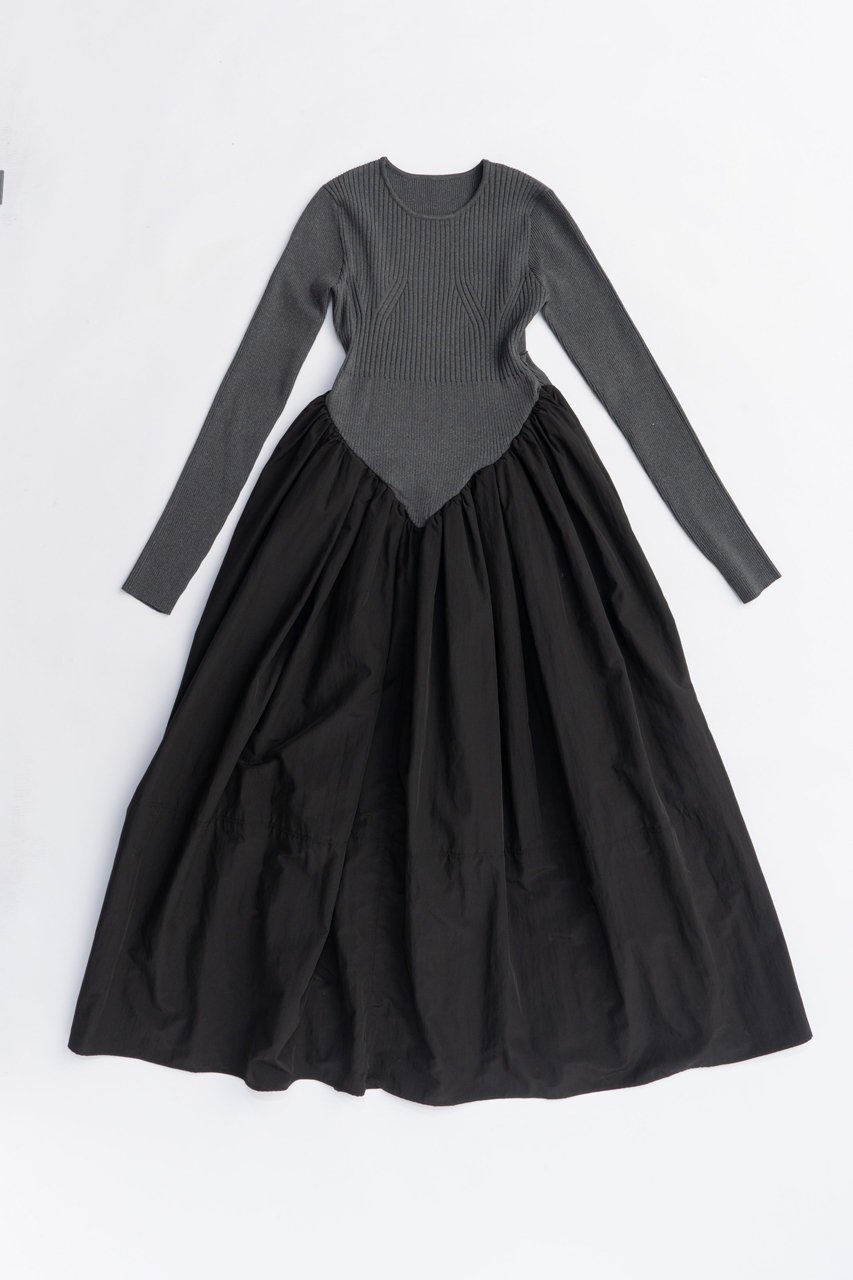 PRANK PROJECT ニットコンビロングドレス / Knit Combination Long Dress (GRY(グレー), 38) プランク プロジェクト ELLE SHOP PRANK PROJECT ニットコンビロングドレス / Knit Combination Long Dress (GRY(グレー), 38) プランク プロジェクト ELLE SHOP