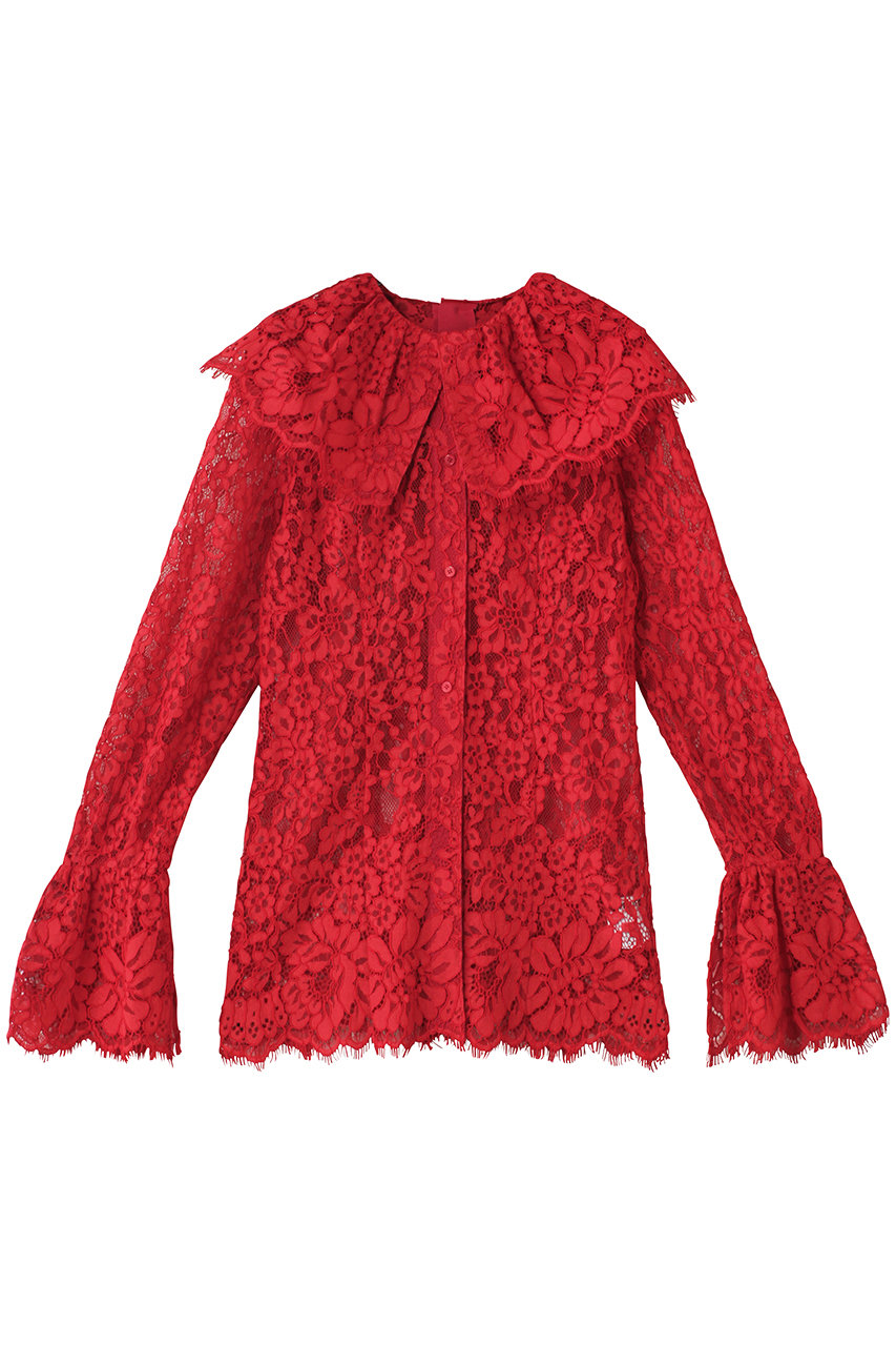 PRANK PROJECT スカラップレースブラウス / Scallop Lace Blouse (RED(レッド), FREE) プランク プロジェクト ELLE SHOP PRANK PROJECT スカラップレースブラウス / Scallop Lace Blouse (RED(レッド), FREE) プランク プロジェクト ELLE SHOP