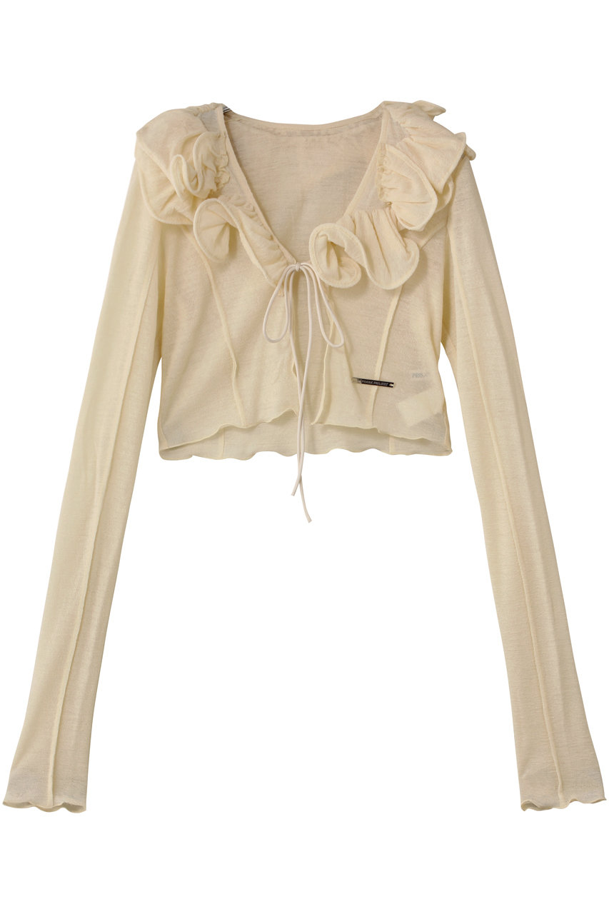 PRANK PROJECT フリルウェーブカーディガン / Frill Wave Cardigan (CRM(クリーム), FREE) プランク プロジェクト ELLE SHOP PRANK PROJECT フリルウェーブカーディガン / Frill Wave Cardigan (CRM(クリーム), FREE) プランク プロジェクト ELLE SHOP