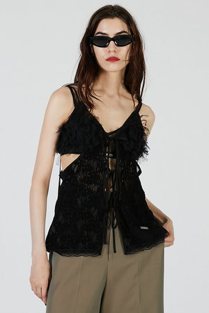 プランク プロジェクト/PRANK PROJECTのレースカットアウトキャミトップ / Lace Cut-Out Camisole Top(110400/110403)