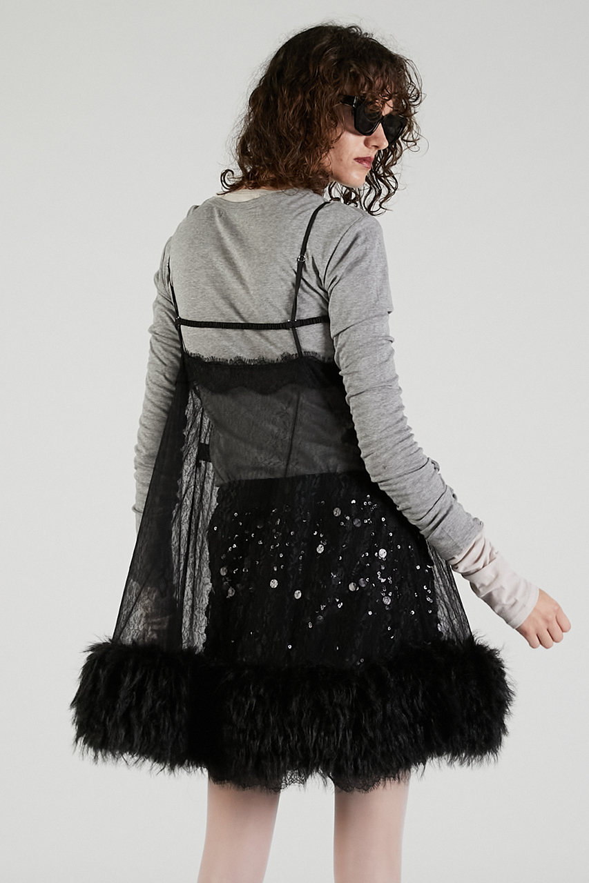 PRANK PROJECT ファー　スカート　ブラック PRANK PROJECT(プランク プロジェクト)｜ロングファーミニスカート