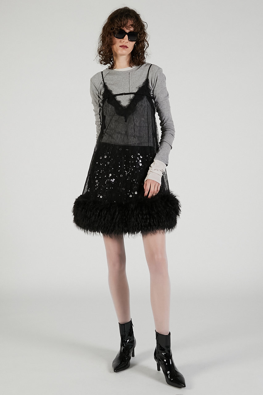 PRANK PROJECT ファー　スカート　ブラック PRANK PROJECT(プランク プロジェクト)｜ロングファーミニスカート