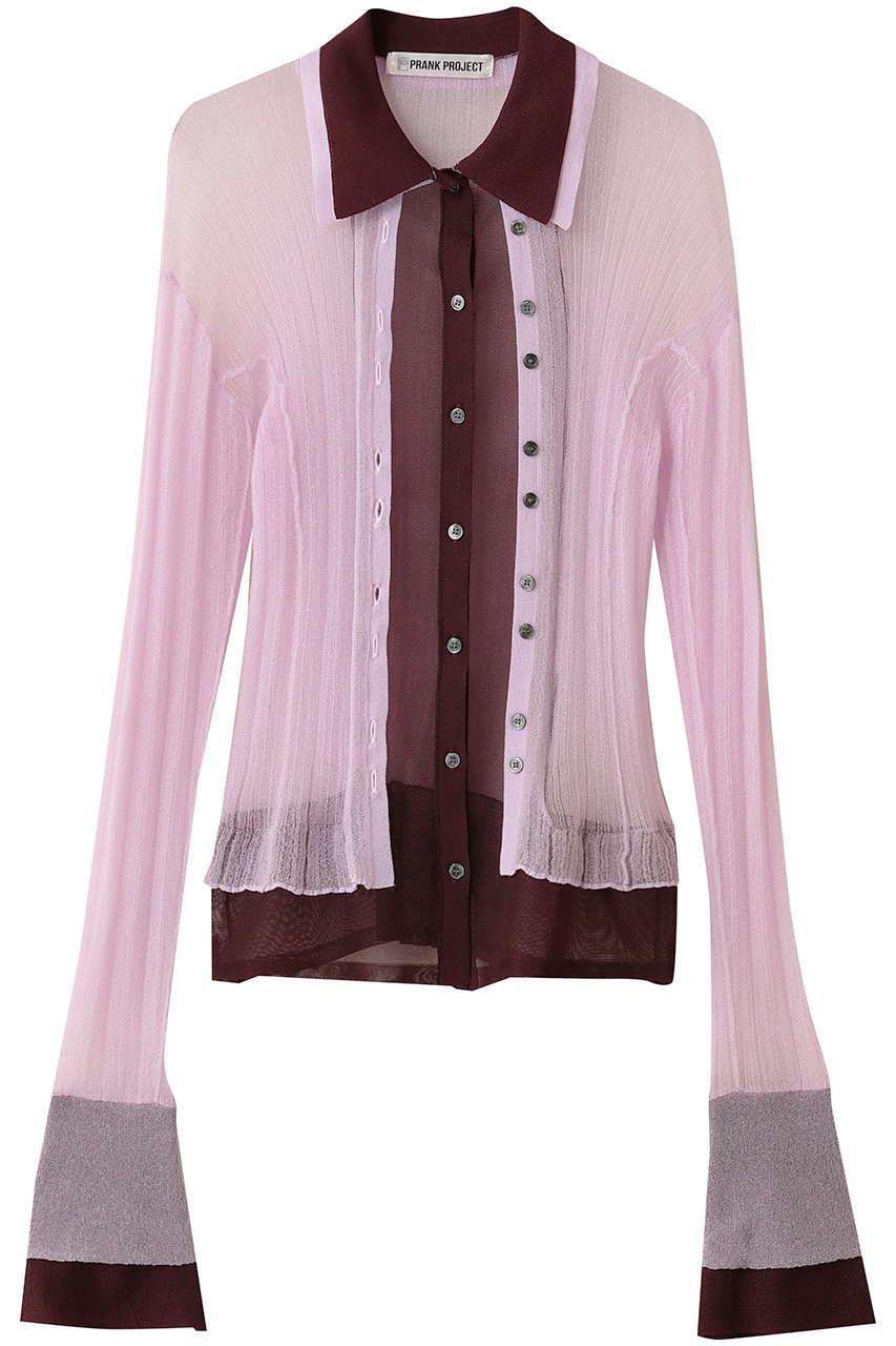 PRANK PROJECT レイヤードシアーリブスリムニットシャツ / Layered Sheer Ribbed Slim Knit Shirt (PNK(ピンク), FREE) プランク プロジェクト ELLE SHOP PRANK PROJECT レイヤードシアーリブスリムニットシャツ / Layered Sheer Ribbed Slim Knit Shirt (PNK(ピンク), FREE) プランク プロジェクト ELLE SHOP