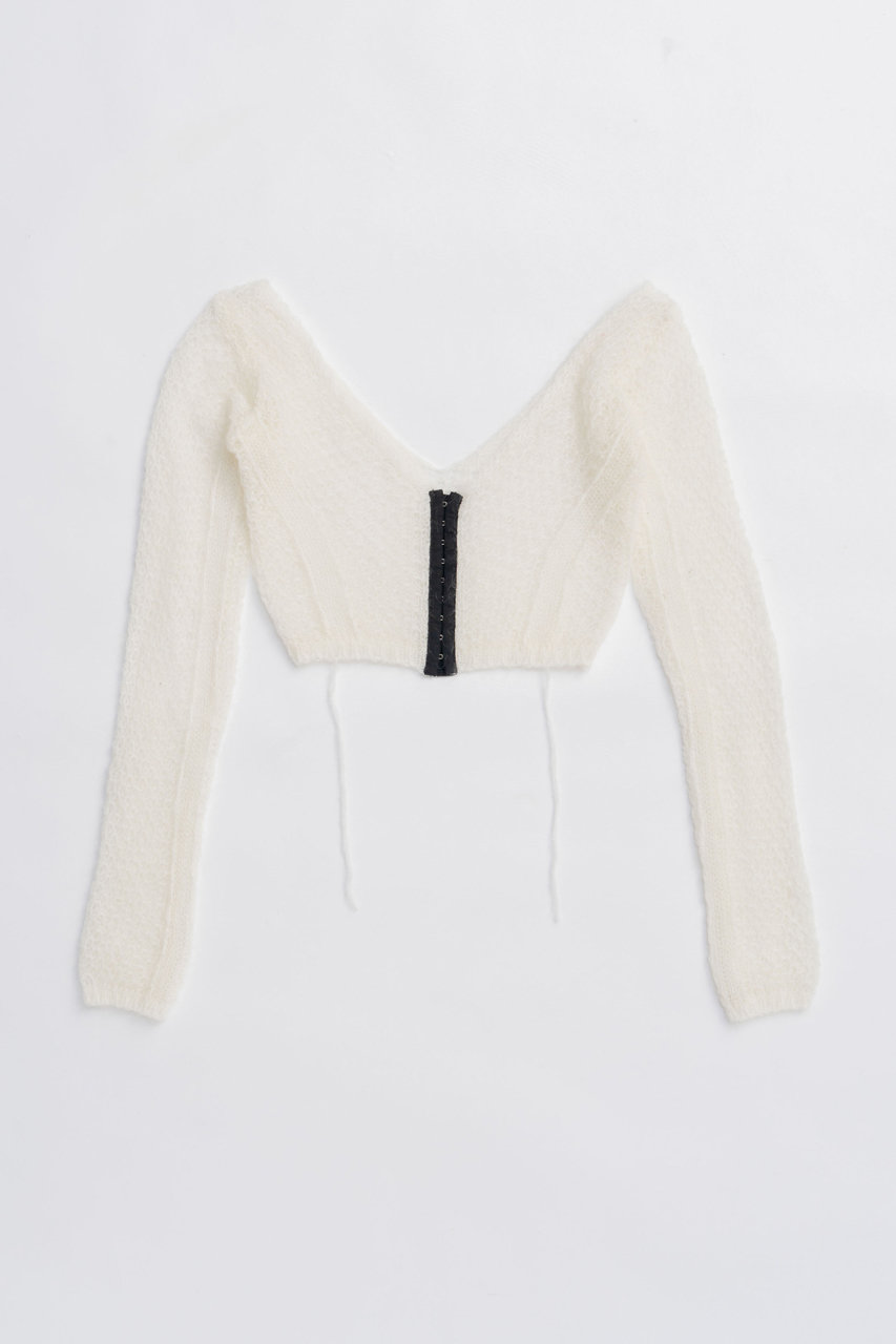 PRANK PROJECT モヘアメッシュショートカーデ / Mohair Mesh Short Cardigan (WHT(ホワイト), FREE) プランク プロジェクト ELLE SHOP PRANK PROJECT モヘアメッシュショートカーデ / Mohair Mesh Short Cardigan (WHT(ホワイト), FREE) プランク プロジェクト ELLE SHOP
