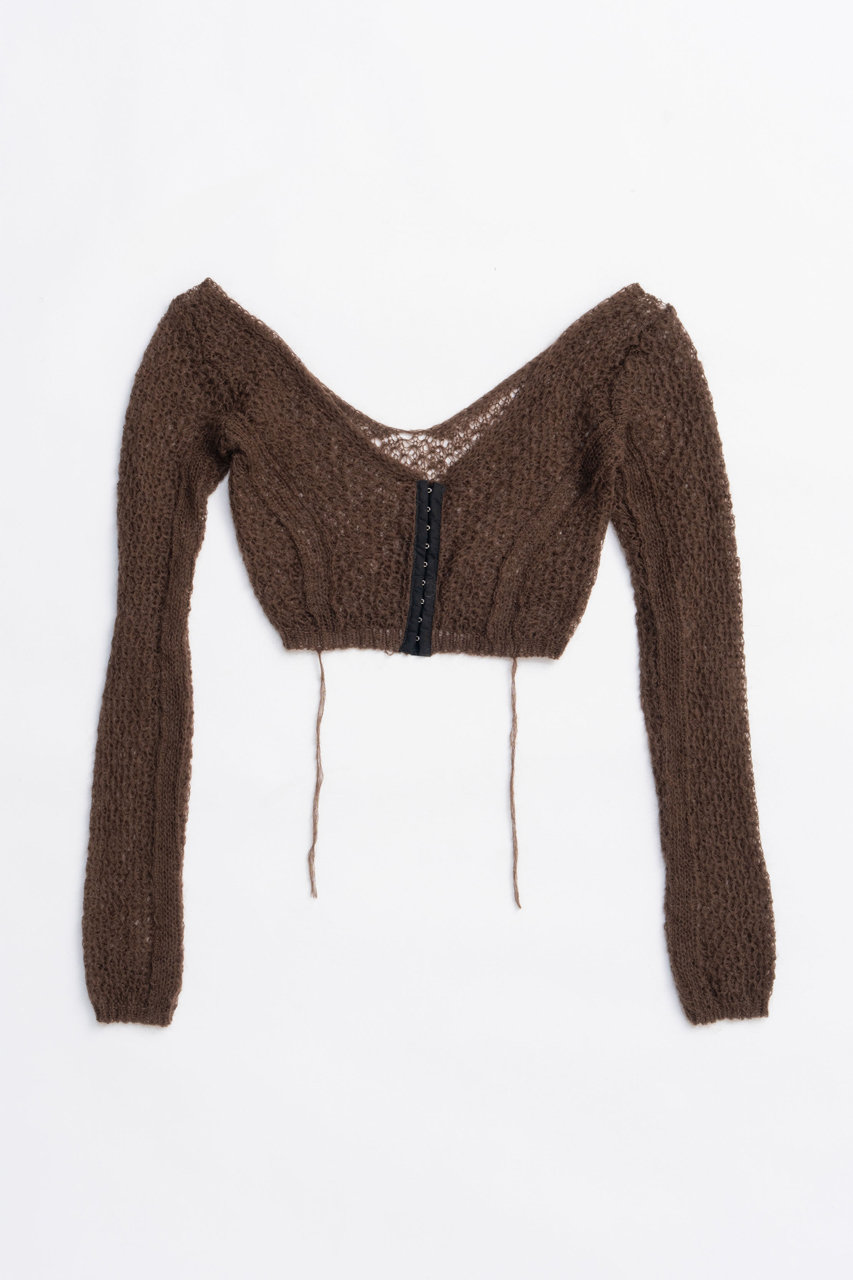 PRANK PROJECT モヘアメッシュショートカーデ / Mohair Mesh Short Cardigan (BRN(ブラウン), FREE) プランク プロジェクト ELLE SHOP PRANK PROJECT モヘアメッシュショートカーデ / Mohair Mesh Short Cardigan (BRN(ブラウン), FREE) プランク プロジェクト ELLE SHOP
