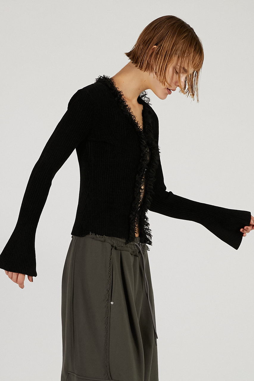 トップス PRANK PROJECT Lace Trim Knit Cardigan Lace Trim Knit Cardigan - SALE