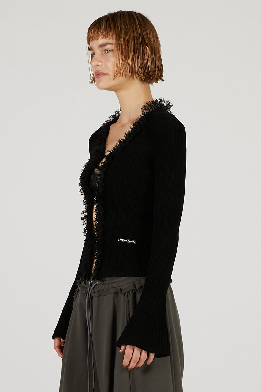 トップス PRANK PROJECT Lace Trim Knit Cardigan PRANK PROJECT Lace Trim Knit Cardigan