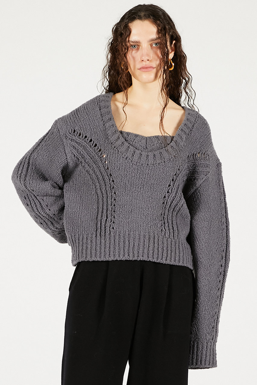 PRANK PROJECT(プランク プロジェクト)｜ハートネックニットトップ/GRY