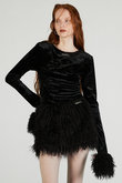 ファースリーブベロアトップ / Fur Sleeve Velour Top