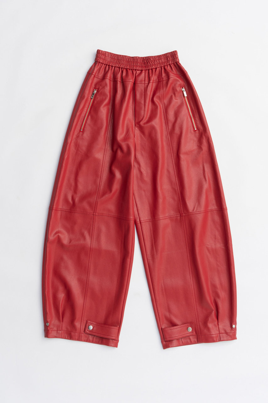 PRANK PROJECT Fauxレザージョガーパンツ / Faux Leather Jogger Pants (RED(レッド), 38) プランク プロジェクト ELLE SHOP PRANK PROJECT Fauxレザージョガーパンツ / Faux Leather Jogger Pants (RED(レッド), 38) プランク プロジェクト ELLE SHOP
