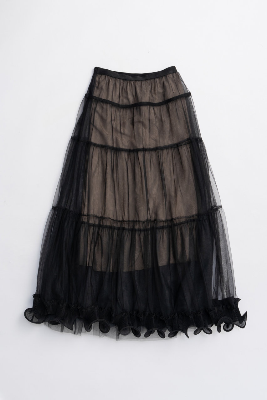 PRANK PROJECT フリルヘムチュールスカート / Ruffle Hem Tulle Skirt (BLK(ブラック), 38) プランク プロジェクト ELLE SHOP PRANK PROJECT フリルヘムチュールスカート / Ruffle Hem Tulle Skirt (BLK(ブラック), 38) プランク プロジェクト ELLE SHOP