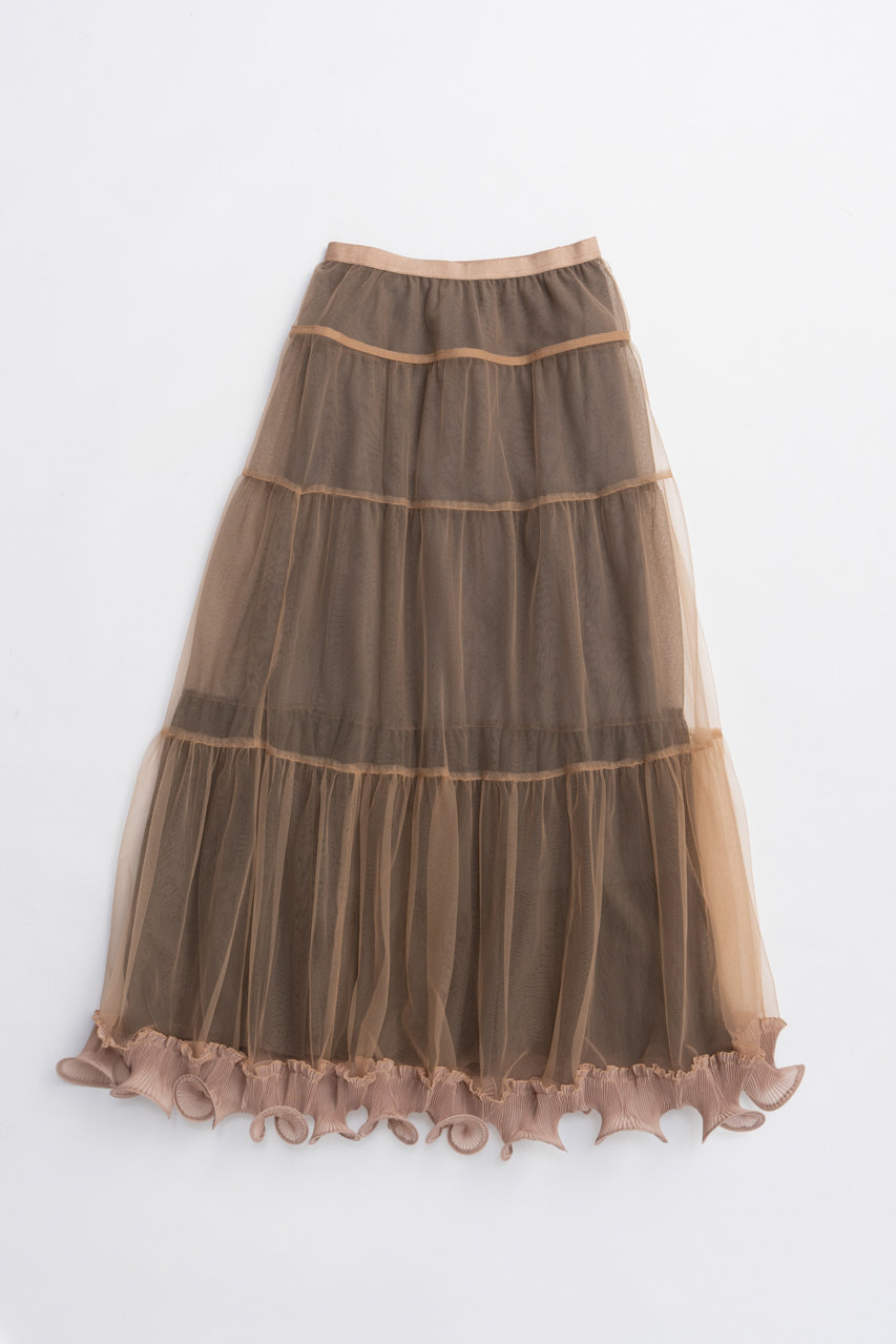 PRANK PROJECT フリルヘムチュールスカート / Ruffle Hem Tulle Skirt (BGE(ベージュ), 38) プランク プロジェクト ELLE SHOP PRANK PROJECT フリルヘムチュールスカート / Ruffle Hem Tulle Skirt (BGE(ベージュ), 38) プランク プロジェクト ELLE SHOP