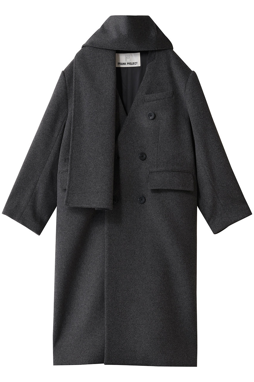 PRANK PROJECT マフラー付きコート (GRY(グレー), FREE) プランク プロジェクト ELLE SHOP PRANK PROJECT マフラー付きコート (GRY(グレー), FREE) プランク プロジェクト ELLE SHOP