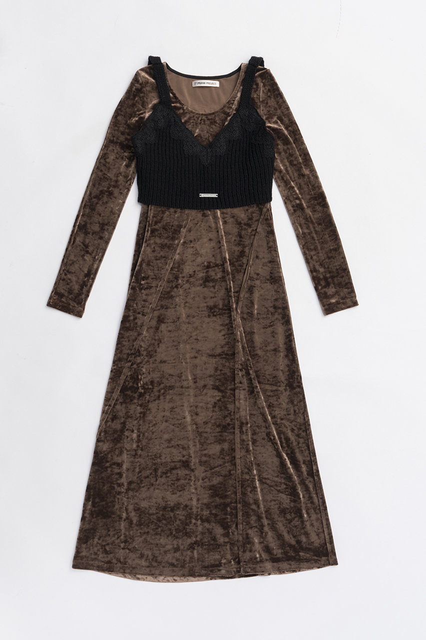 PRANK PROJECT ニットコンビベロアワンピース (BRN(ブラウン), 36) プランク プロジェクト ELLE SHOP